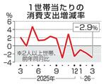 ３月の消費支出２・９％減