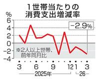 3月の消費支出2・9%減
