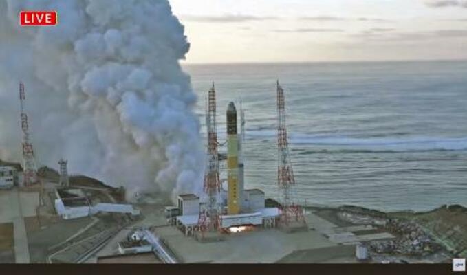 15日、鹿児島県の種子島宇宙センターで行われたH3ロケット6号機のエンジン燃焼試験(JAXAの中継から)