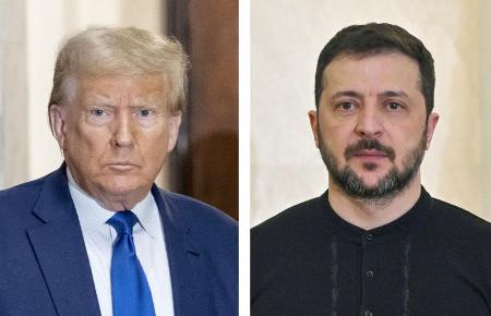 トランプ米大統領、ウクライナのゼレンスキー大統領(ともにゲッティ=共同)