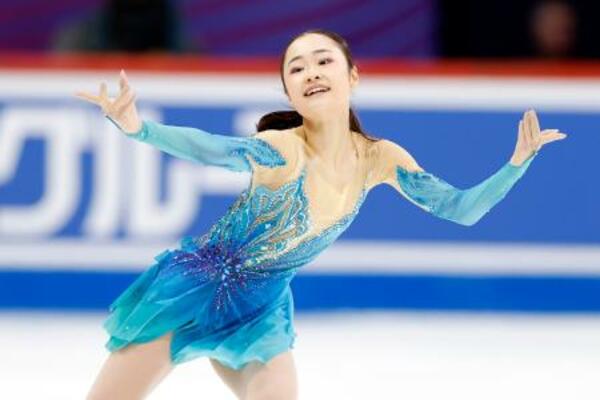 　女子フリー　演技する島田麻央＝タリン（共同）