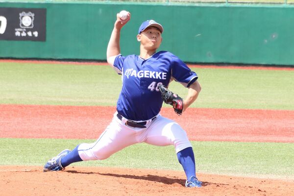 都市対抗野球での活躍を誓うエイジェックの河北＝１日に行われた北関東大会２回戦の日立製作所戦