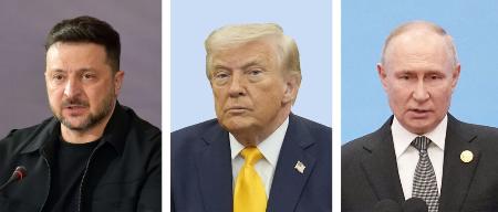 　ウクライナのゼレンスキー大統領、トランプ米大統領、ロシアのプーチン大統領