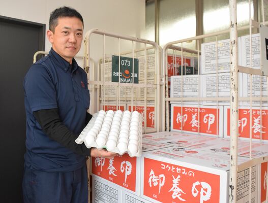 稲見商店が被災地支援のため送っている卵＝大田原市
