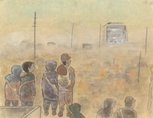 　仏画家豊田和子さんの画文集「記憶のなかの神戸　私の育ったまちと戦争」に描かれた作品（（Ｃ）Ｋａｚｕｋｏ　ＴＯＹＯＤＡ）
