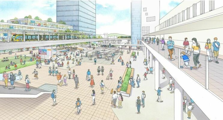２０２４年１０月に公表されたＪＲ宇都宮駅西口のイメージ図（宇都宮市提供）