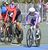 自転車男子ケイリン決勝　ゴールスプリントの末、２位に入った作新の海老原（右）＝鳥取県倉吉市の倉吉自転車競技場、広瀬華撮影
