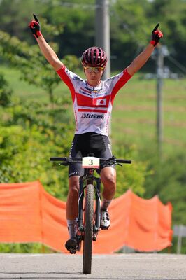 ＸＣＯで優勝したブリッツェンの沢田時＝福島県田村市桧山高原特設コース