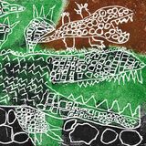 版画でワニの親子描く　鹿沼の鈴木那知ちゃん大賞　下野教育美術展