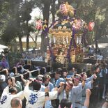 真岡・千代ケ岡八幡宮で大みこし運行　秋の例祭で初、大きさは栃木県内有数