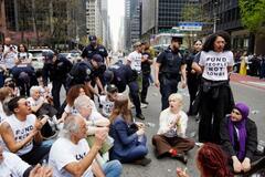 米民主党幹部の事務所前でデモ