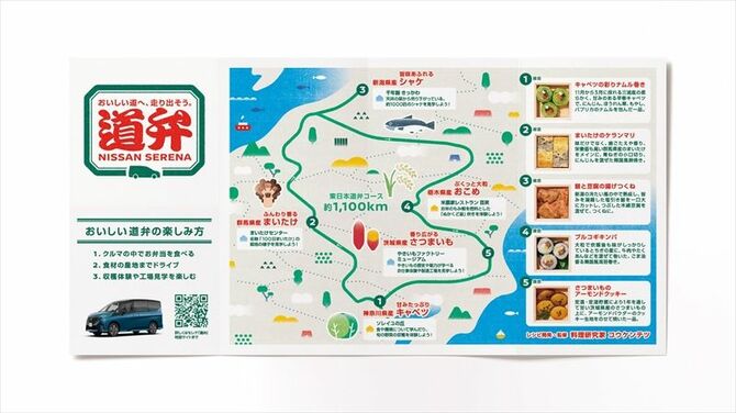 道弁東日本版の食材産地をつなぐと全長約1100キロにもなる。