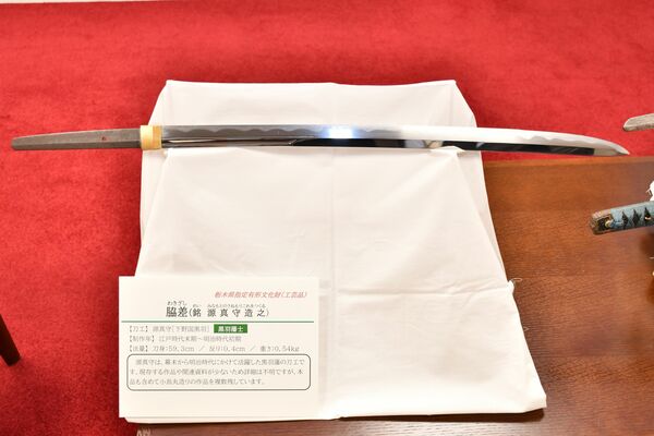 黒羽藩の刀工、源真守が制作した脇差し。先端が両刃になっているのが特徴