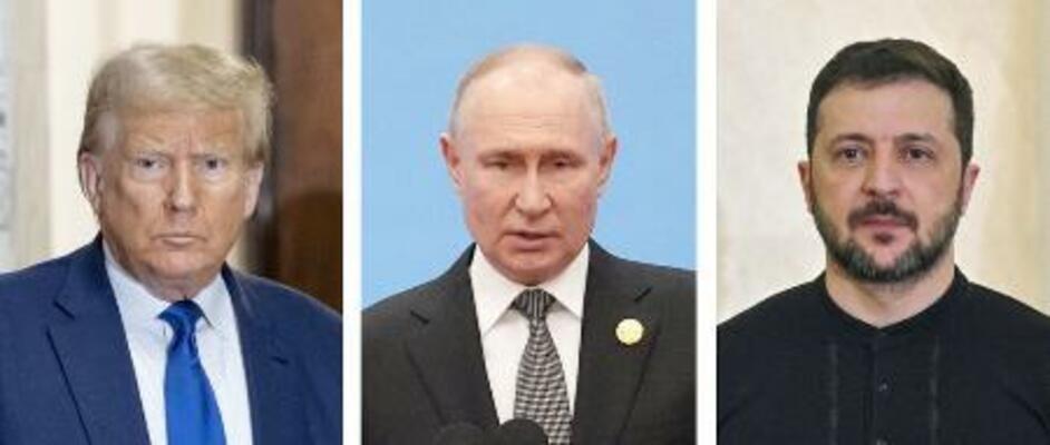 　トランプ米大統領、ロシアのプーチン大統領、ウクライナのゼレンスキー大統領（ゲッティ＝共同）