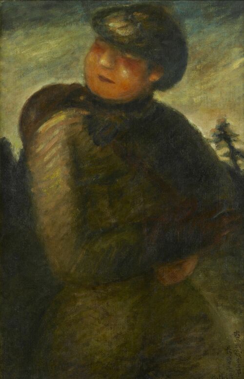 長谷川春子「小婦国防」（１９４３年、県立美術館蔵）