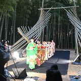 竹林でファッションショー