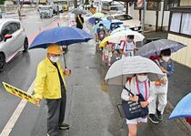 鹿沼の通学路で交通安全指導