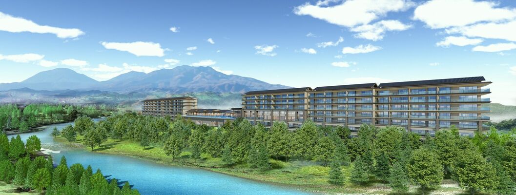 日光連山を一望できる鬼怒川河畔に建設される「サンクチュアリコート日光」の完成予想図