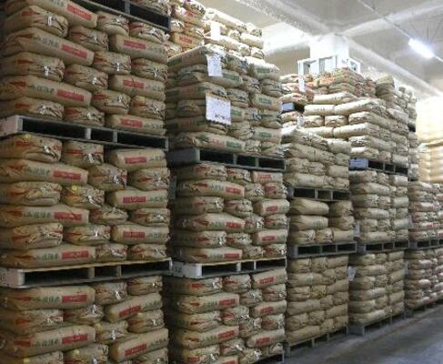 　倉庫に保管されている政府備蓄米＝２０２５年５月、神奈川県内
