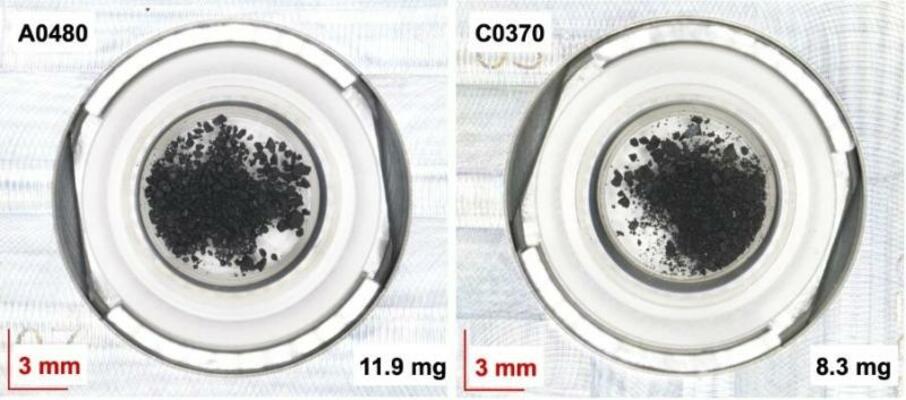 研究チームが分析に使用したリュウグウの砂試料(JAXA、JAMSTEC提供)