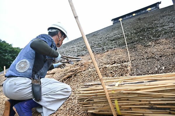 金堂の差し茅に当たる屋根師の本地さん