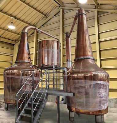 小林酒造のウイスキー事業「日光蒸溜所」に設置される蒸留器（ポットスチル）の完成予想図