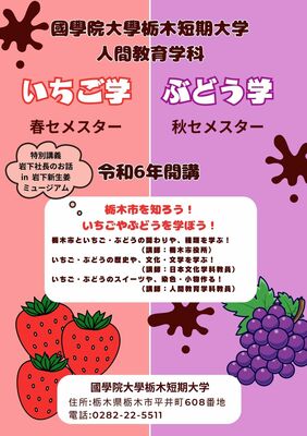 来春開講する授業「いちご学」「ぶどう学」のチラシ