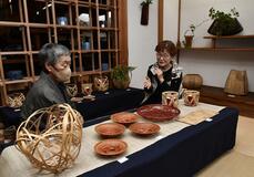 優美な竹工芸 磯飛さん個展