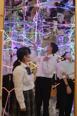 共同で装飾したＬＥＤミラーハウス