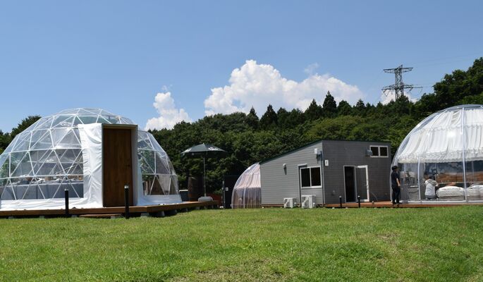 ８月にオープンするグランピング施設＝28日午後、那須町内