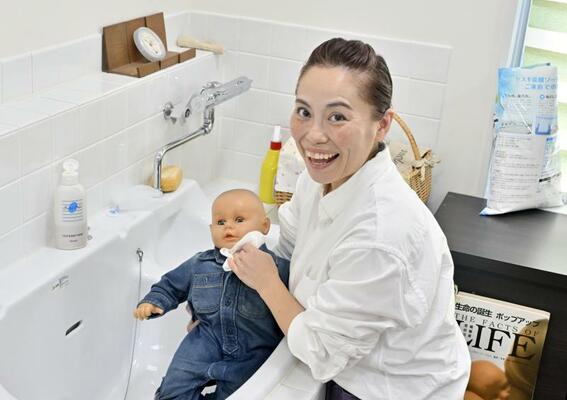 ２児の母親でもある大下さん。助産師の仕事に引かれたのは自身の妊娠がきっかけという＝那須塩原市埼玉
