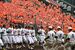約３千人の大応援団を背に甲子園の舞台に立った石橋ナイン＝21日午前９時、兵庫県西宮市の甲子園球場