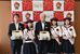 福田知事（中央）に抱負を語ったフレッシュメイトの３人ら＝18日午前、県庁