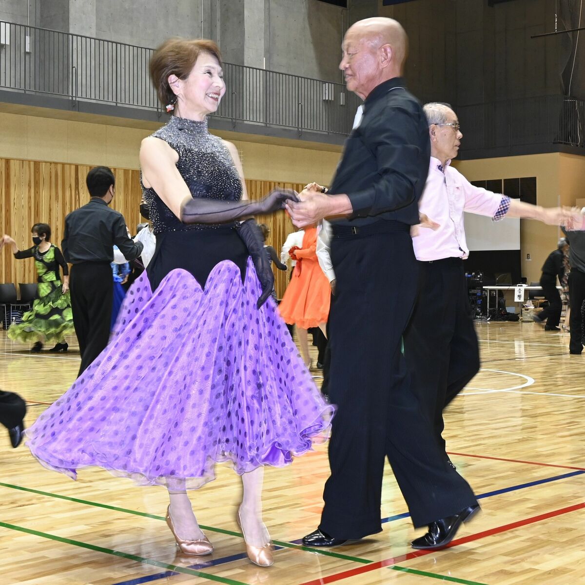 社交ダンス用紫色フレアドレス 【公式通販】