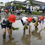 「田んぼの学校」で田植えに挑戦　小山で開校、児童たち泥まみれも丁寧に作業
