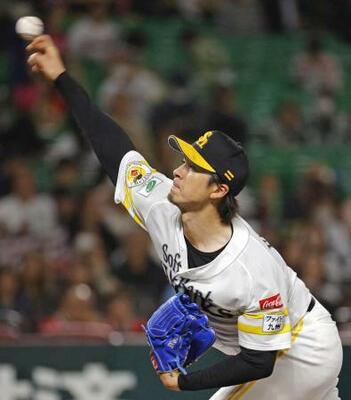 　４回無失点と好投したソフトバンク・上沢＝みずほペイペイドーム