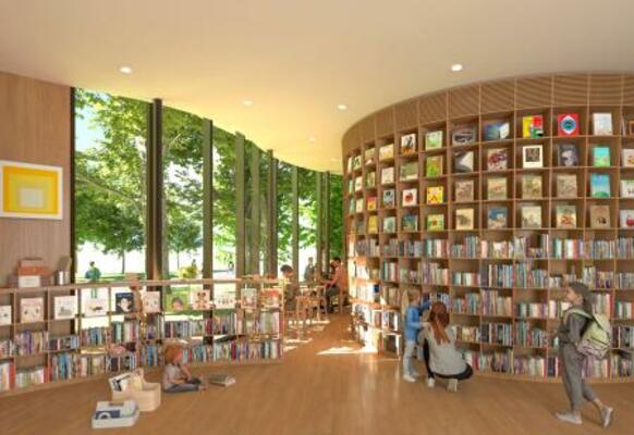 北海道大の札幌キャンパス内に開設される図書館「こども本の森 札幌・北大」のイメージ(安藤忠雄建築研究所提供)