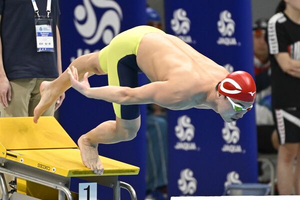 男子50メートル自由形Ｂ決勝　Ｂ決勝で６位となっった蓮沼（中大）＝東京アクアティクスセンター