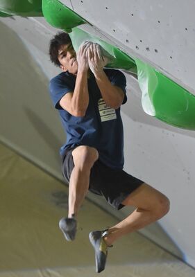 男子決勝で５位に入った楢崎智亜＝駒沢屋内球技場、鈴木久崇撮影