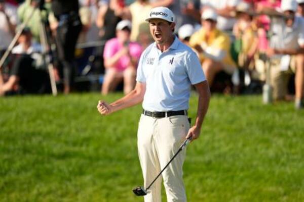 メモリアル・トーナメントで勝利したJ・T・ポストン=7日、米オハイオ州ダブリン(AP=共同)