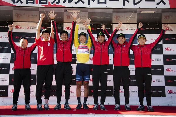 ブリッツェンを退団する（右から）中村、小坂、堀、小野寺、阿部＝昨年１０月、山口県美祢市