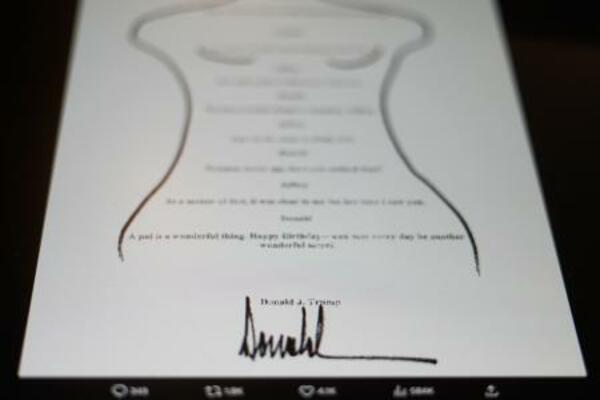 　トランプ米大統領が富豪エプスタイン氏に送ったとされる手紙（＠ＯｖｅｒｓｉｇｈｔＤｅｍｓ／Ｘ提供、ＡＰ＝共同）