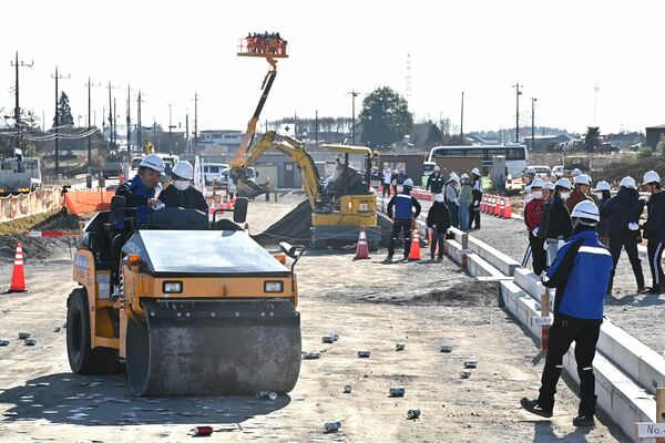 実際の建設現場で行われた体験授業
