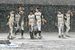 降雨コールドが決まり整列に向かう栃木ＧＢの選手たち＝真岡ハイトラ運動公園市民球場