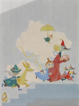 トーベ・ヤンソン「遊び1(アウロラ病院小児病棟の壁画のためのコンペティション用スケッチ)」(1955年 テンペラ、カンヴァス ヘルシンキ市立美術館 (C)Moomin CharactersTM Photo(C)HAM/Hanna Rikkonen)(提供写真)