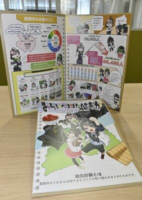 市が作成した市総合計画子ども版「みらいへはばたくもおか」