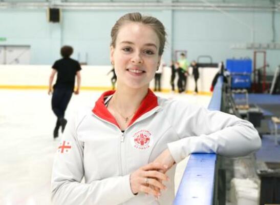 　フィギュアスケートのジョージア代表アナスタシア・グバノワ＝３日、ロシア・サンクトペテルブルク（共同）