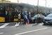 乗用車の車体の一部が導流帯から軌道内に進入し、ＬＲＴ車両と接触した事故現場＝９月17日、宇都宮市陽東５丁目（画像は一部加工しています）