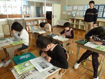 取材の仕方学ぶ／岩舟町小野寺北小