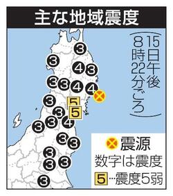 宮城県で震度５弱